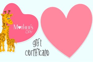 Whimsical Giraffe Mother's Day Heart Gift Certificate Template