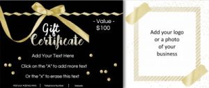 Luxury Black and Gold Gift Certificate Template with Photo Placeholder