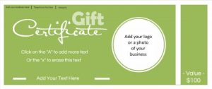 Fresh Green Gift Certificate Template with Photo Placeholder