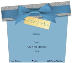 Blue and Gray Gift Certificate with Ribbon