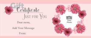 Delicate Pink Floral Wreath Mother’s Day Gift Certificate Template