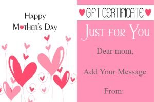 Adorable Heart Garden Mother's Day Gift Certificate Template