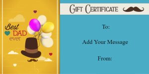 Best Dad Celebration Gift Certificate