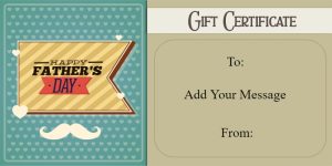 Classic Mustache Father's Day Gift Certificate