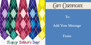 Classic Father’s Day Gift Certificate with Argyle Ties