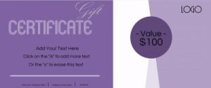 Elegant Purple Gift Certificate Template with Photo Placeholder