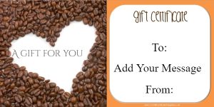 Coffee Lover's Heart Gift Certificate Template