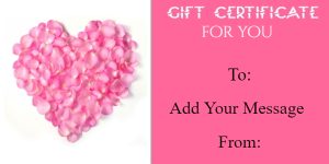 Romantic Pink Rose Petal Heart Gift Certificate Template