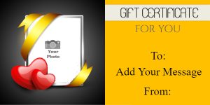 Golden Ribbon and Hearts Gift Certificate