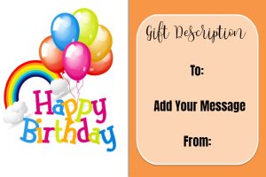 Rainbow Balloons Birthday Gift Certificate