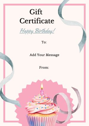 Cupcake-Themed Birthday Gift Certificate Template