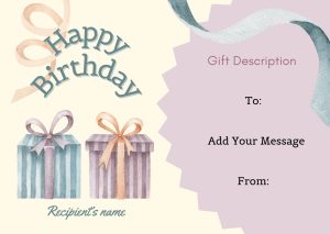 Charming Birthday Gift Certificate with Watercolor Presents