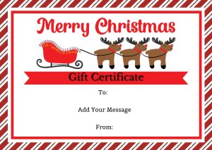 Merry Christmas Reindeer Sleigh Gift Certificate Template