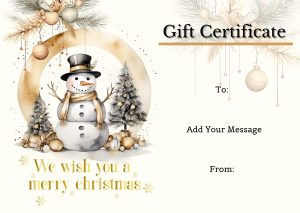 Elegant Snowman Christmas Gift Certificate Template