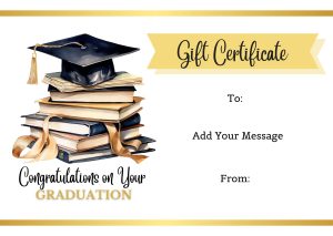 Classic Graduation Gift Certificate with Cap and Books