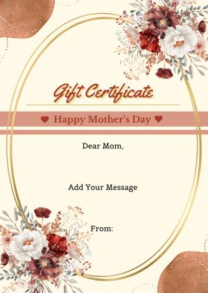 Elegant Mother's Day Gift Certificate with Floral Design